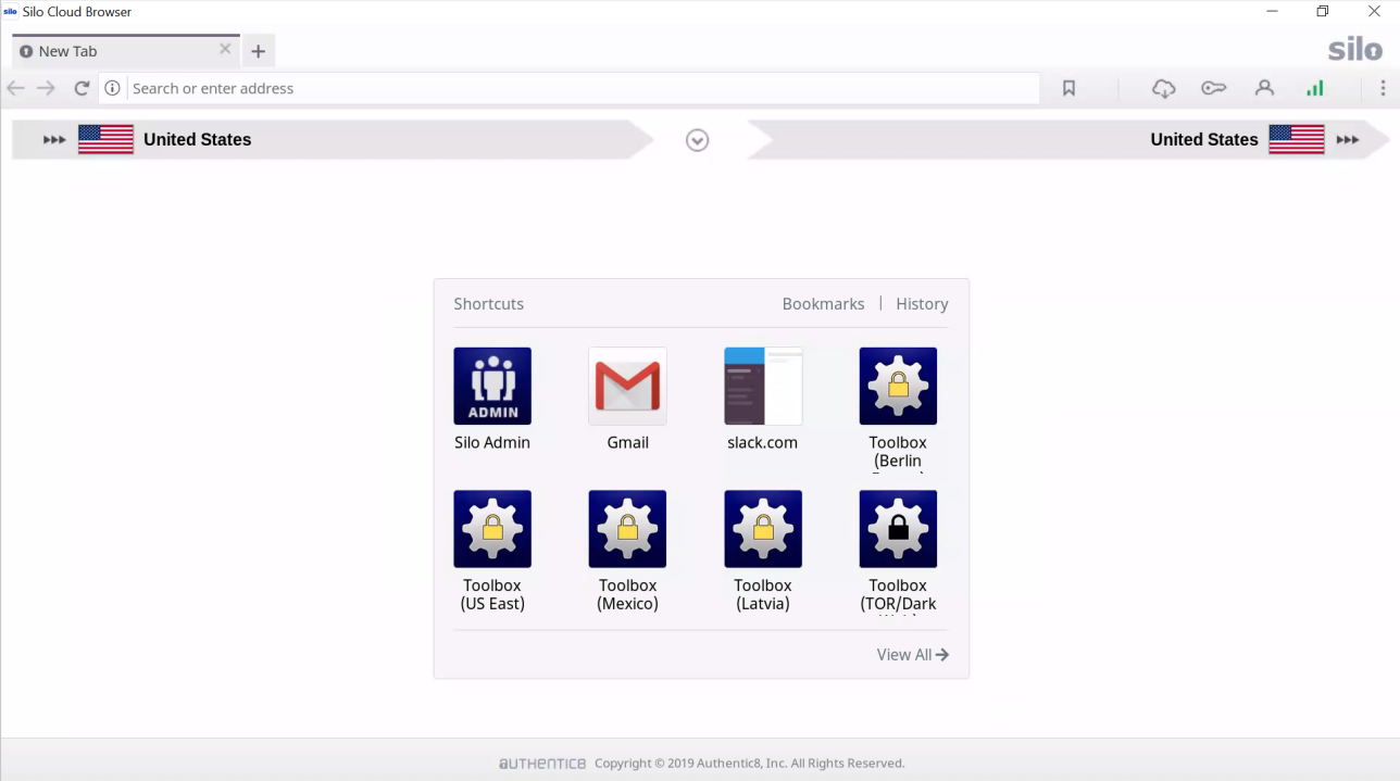 An example of points of presence available to Silo for Research users including geographic locations and the dark web