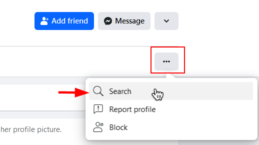 Search within a specific Facebook user profile