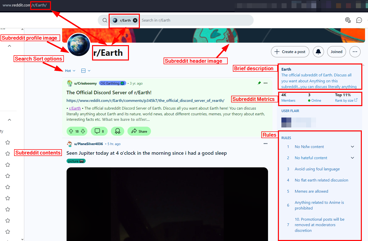 a subreddit about earth