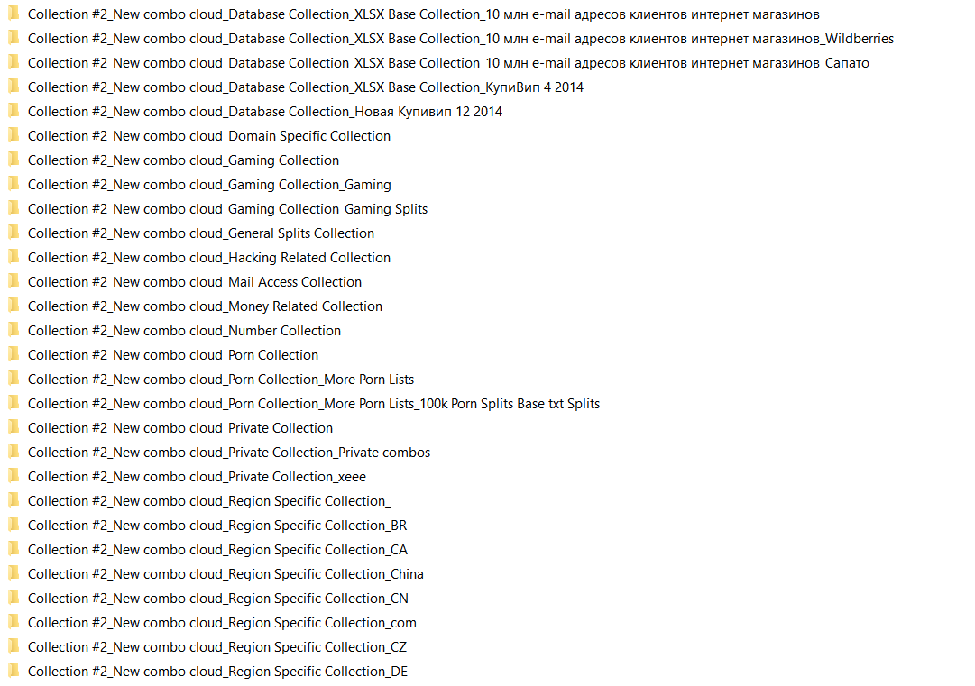 List of directories within Collection #2/New combo cloud/