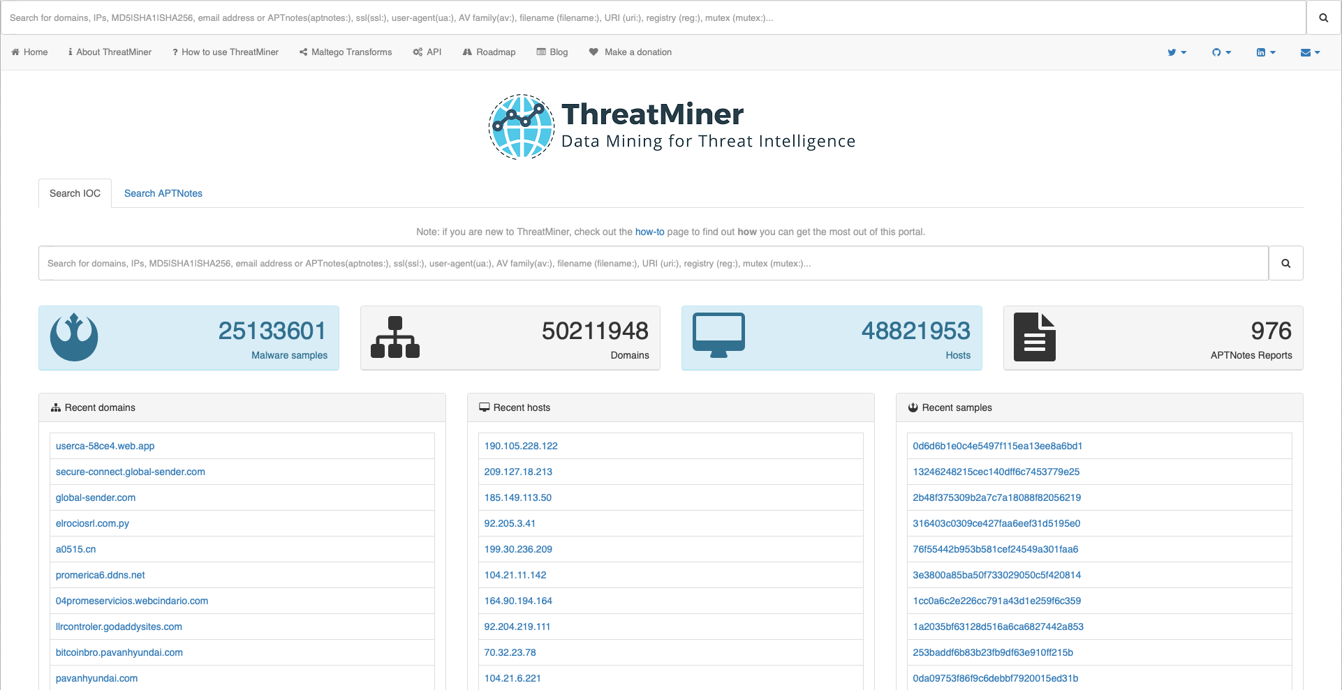 ThreatMiner: IOC Lookup and Contextualization